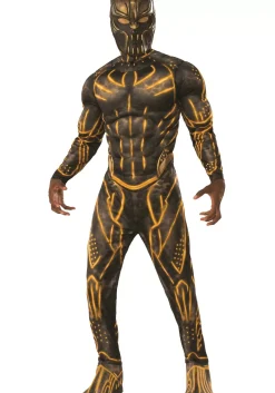 Cheap Rubies Costume Deluxe Adult Black Panther Erik Killmonger Battle Suit Costume Superhero Costumes