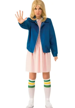 Hot Rubies Costume Stranger Things Eleven W/ Blue Jacket Adult Costume Tv / Movie Costumes